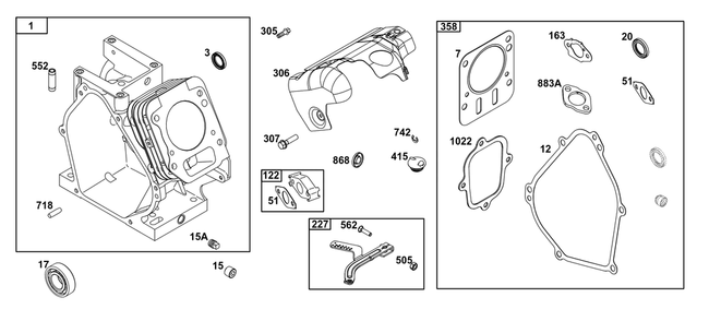 Part Location Diagram of 84003785 Briggs and Stratton GASKET SET, ENGINE